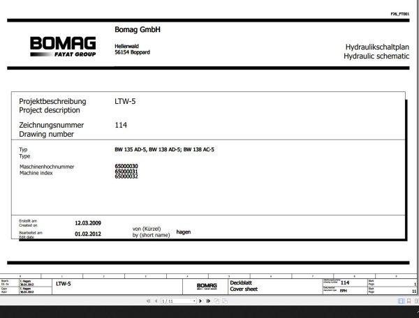 Bomag BW135AD 5 BW138AD 5 BW138AC 5 Wiring Diagram Function 114 2012 EN DE