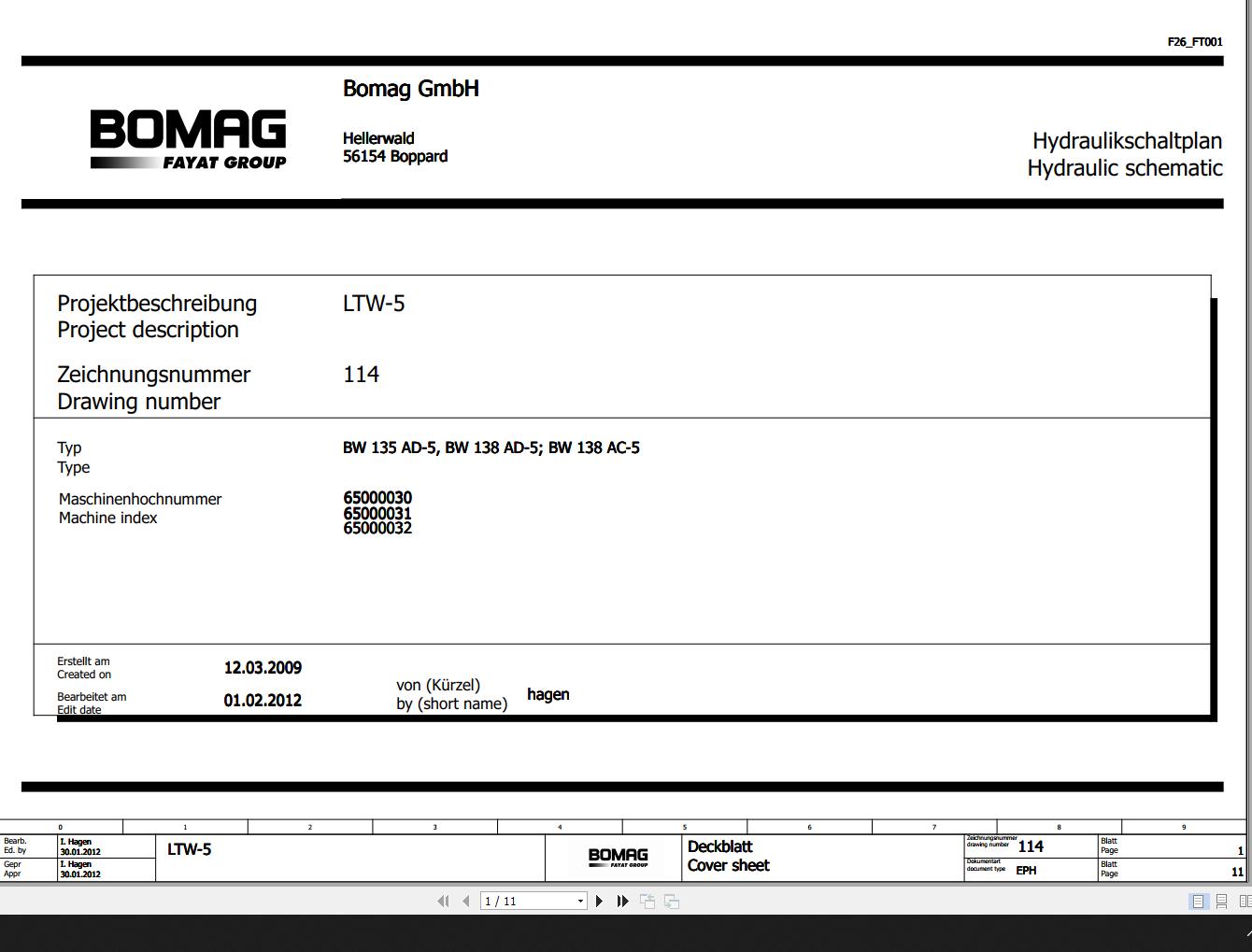 Bomag BW135AD 5 BW138AD 5 BW138AC 5 Wiring Diagram Function 114 2012 EN DE