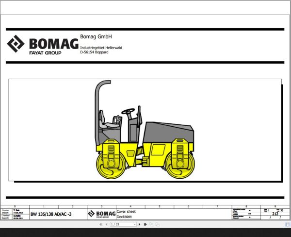 Bomag BW135AD AC 3 BW138AD AC 3 Wiring Diagram Function 212 2013 EN DE