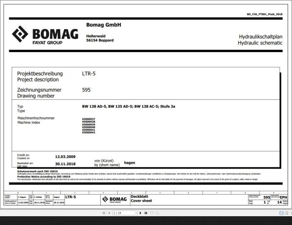 Bomag BW138AD 5 BW135AD 5 BW138AC 5 Stufe 3a Hydraulic Schematic Function 595 2018 EN DE 1