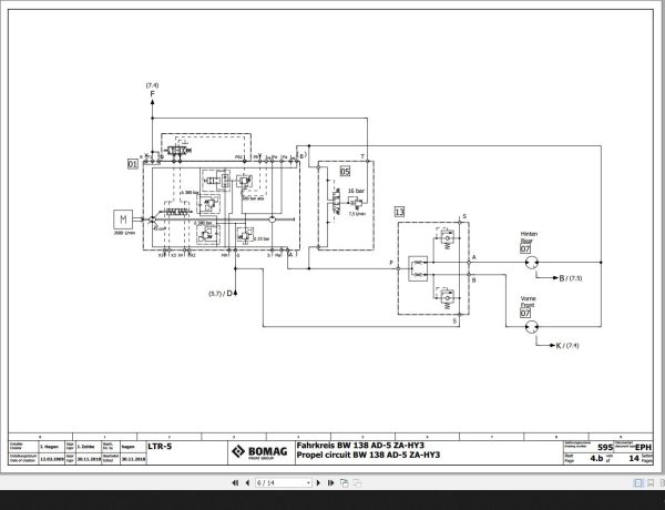 Bomag BW138AD 5 BW135AD 5 BW138AC 5 Stufe 3a Hydraulic Schematic Function 595 2018 EN DE 1 1