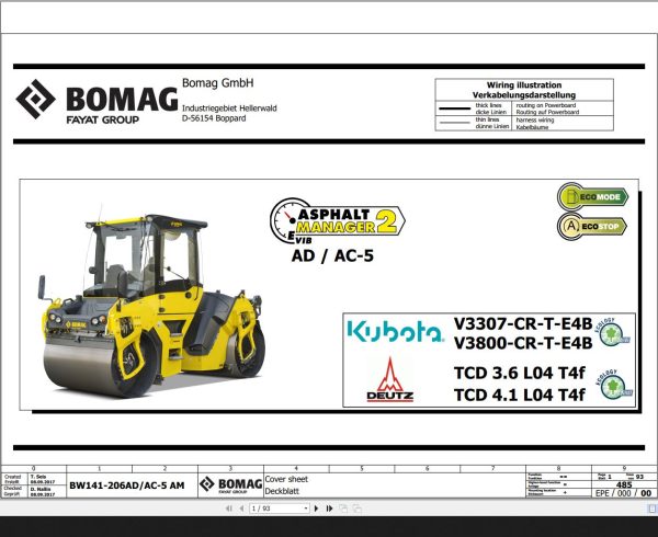 Bomag BW141 206 AD AC 5 AM Wiring Diagram Function 485 2017 EN DE