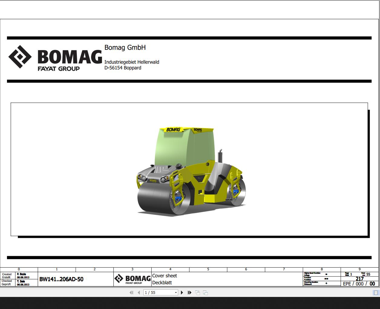 Bomag BW141 206AD 50 Wiring Diagram Function 217 2013 EN DE