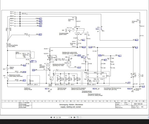 Bomag BW141 4 BW151 4 BW161 4 BW203 4 Family Wiring Diagram Drawing No 92010003 2004 EN DE 1 1