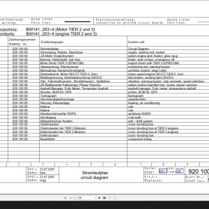 Bomag BW141 4 to BW203 4 Engine Tier23 Wiring Diagram Drawing No 92010009 2007 EN DE 1