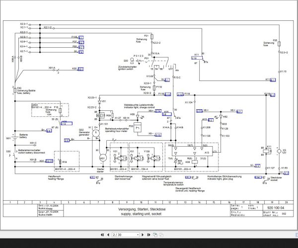 Bomag BW141 4 to BW203 4 Wiring Diagram Drawing No 92010004 2004 EN DE 1 1