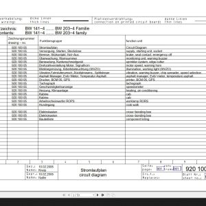 Bomag BW141 4 to BW203 4 Wiring Diagram Drawing No 92010005 2005 EN DE 1