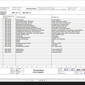Bomag BW141 4 to BW203 4 Wiring Diagram Drawing No 92010006 2005 EN DE