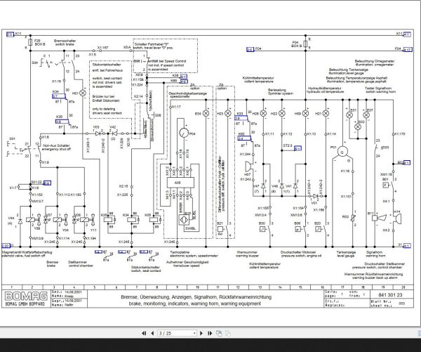 Bomag BW141AD 2 BW151AD ADH AC−2 BW144 AD AC−2 BVM BW154AD AC−2 BVM Circuit Diagram Drawing No84130123 2001 EN DE 1