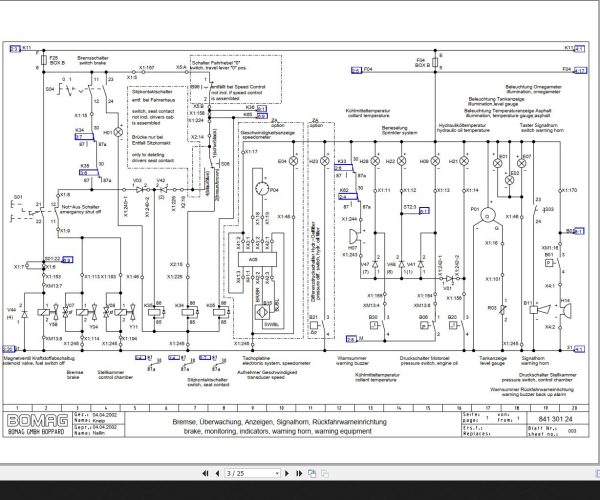 Bomag BW141AD 2 BW151AD ADH AC−2 BW144AD 2 AM BW154AD 2 AM Circuit Diagram Drawing No84130124 2002 EN DE 1