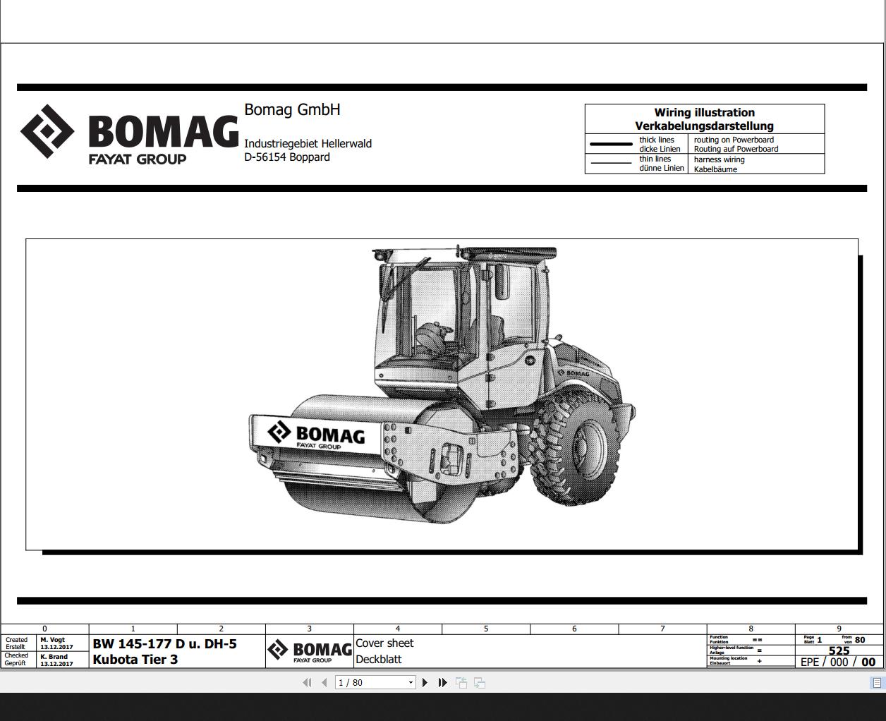 Bomag BW145 177 D u DH 5 Kubota Tier3 Wiring Diagram Function 525 2017 EN DE