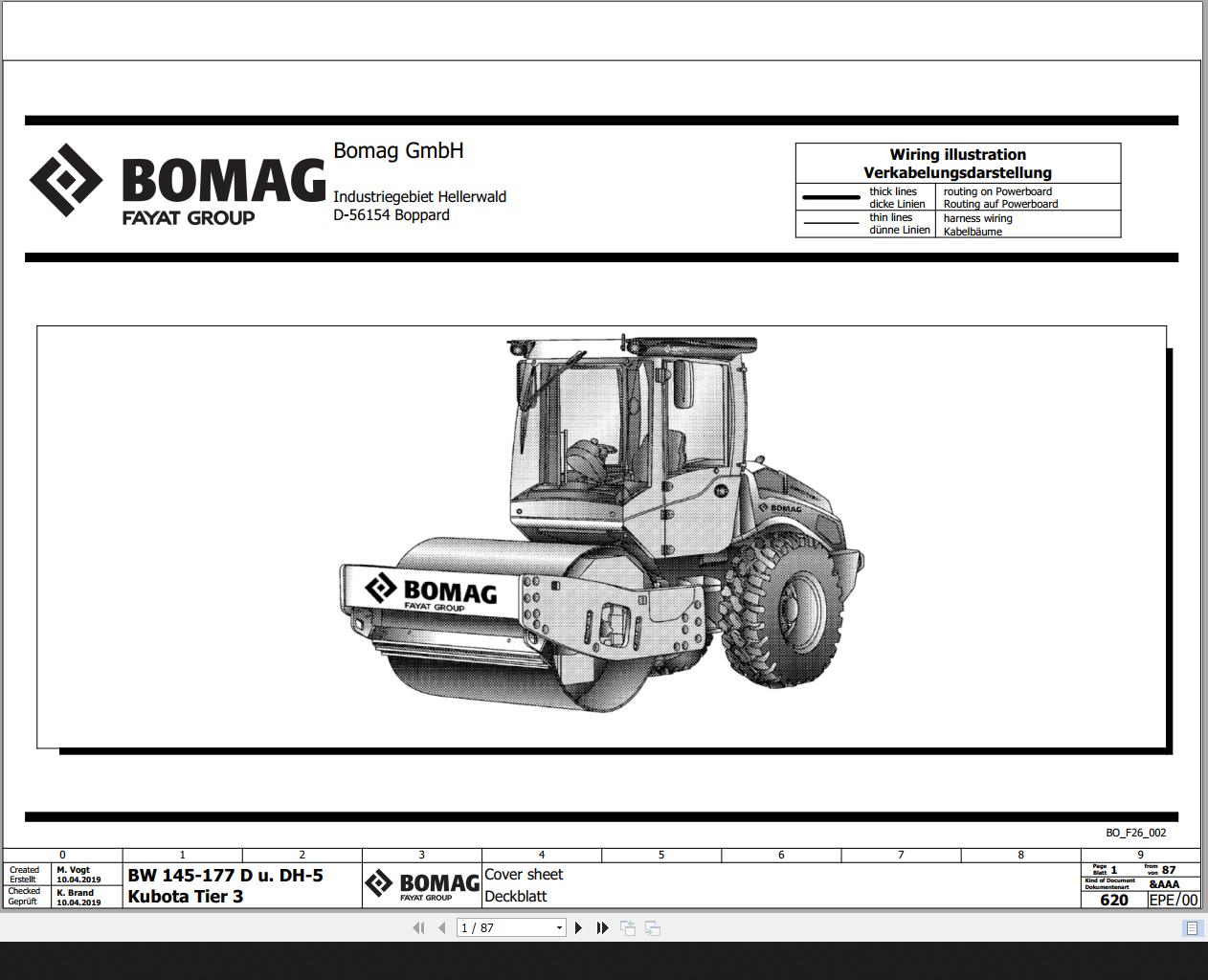 Bomag BW145 177 D u DH 5 Kubota Tier3 Wiring Diagram Function 620 2019 EN DE