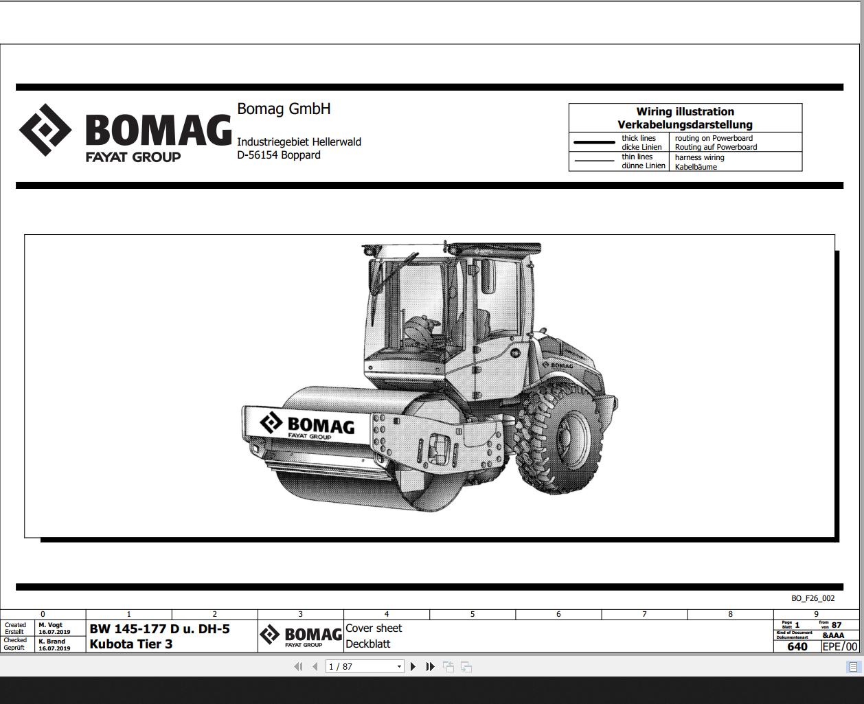Bomag BW145 177 D u DH 5 Kubota Tier3 Wiring Diagram Function 640 2019 EN DE