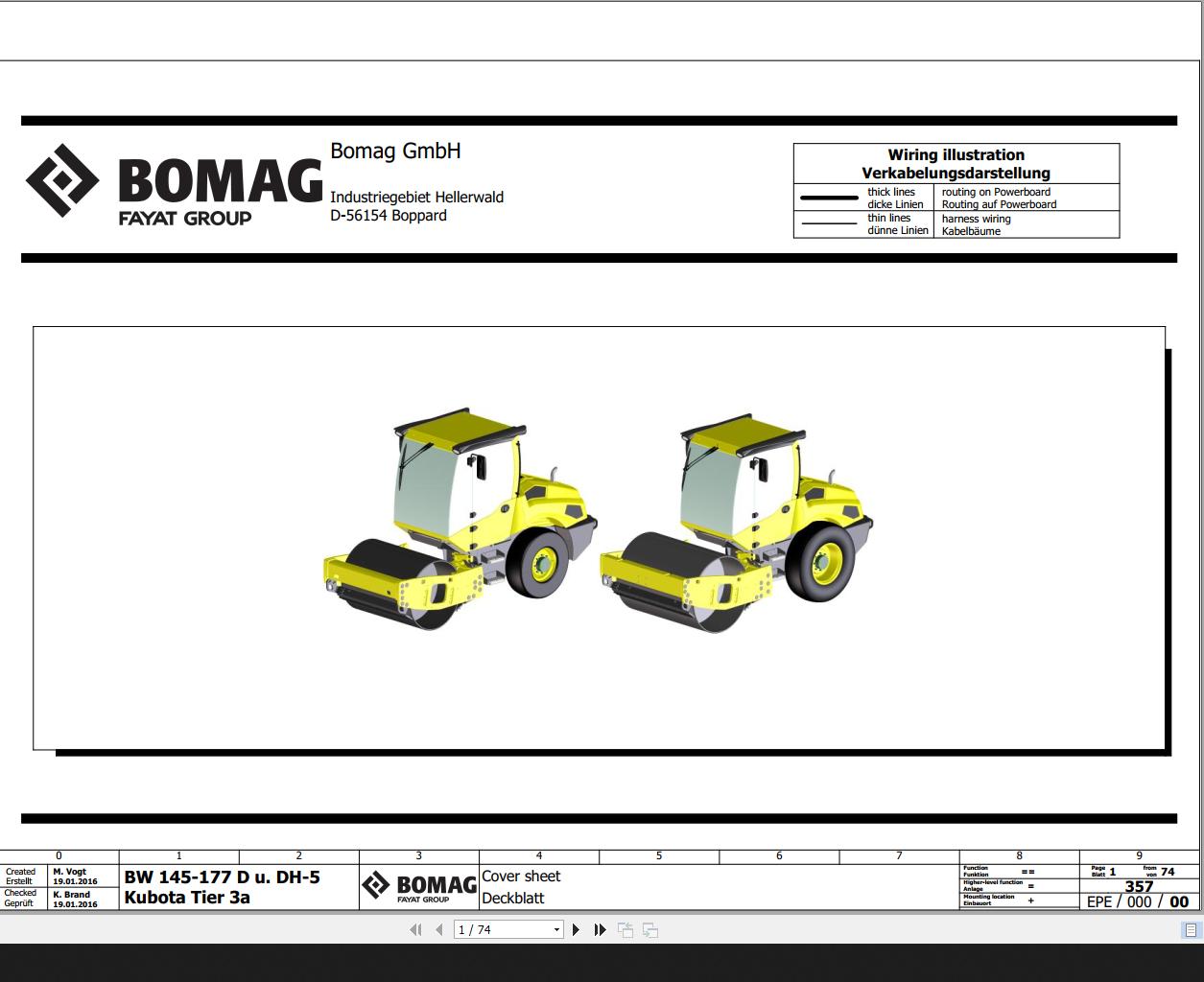 Bomag BW145 177 D u DH 5 Kubota Tier3a Wiring Diagram Function 357 2016 EN DE