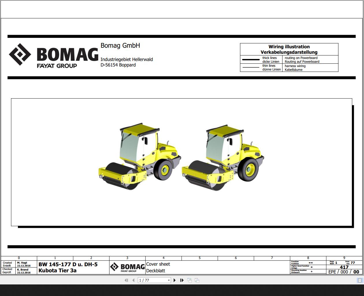 Bomag BW145 177 D u DH 5 Kubota Tier3a Wiring Diagram Function 417 2016 EN DE