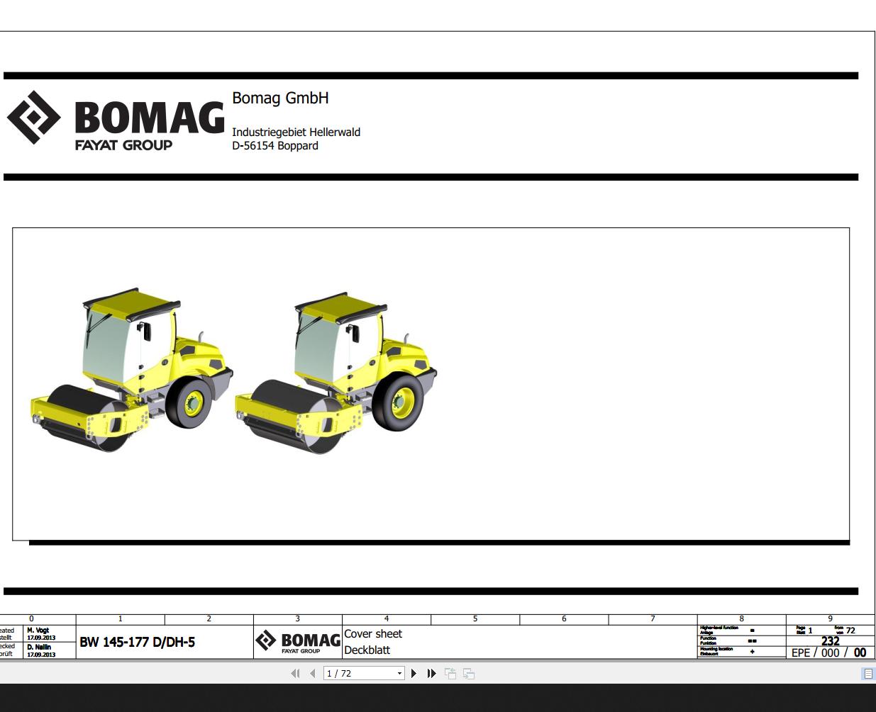 Bomag BW145 177 D DH 5 Wiring Diagram Function 232 2013 EN DE
