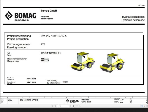 Bomag BW145D 5 BW177D 5 Wiring Diagram Function 229 2013 EN DE