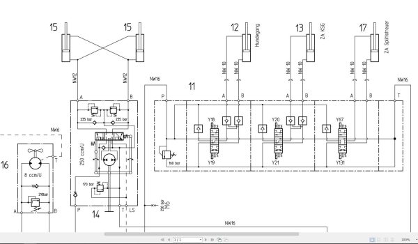 Bomag BW151 AC 4 Hydraulic Schematic Drawing No A92010057 01 2004 EN DE 1