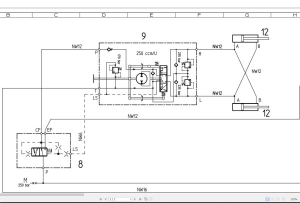 Bomag BW151 AC 50 Hydraulic Schematic Drawing No A92112575 01 2013 EN DE 1