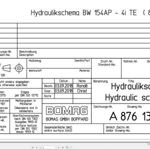 Bomag BW154 AP 4i TE Hydraulic Schematic Drawing No 87613148 2018 EN DE