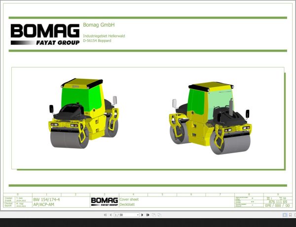 Bomag BW154 174 4 AP ACP AM Circuit Diagram Drawing No 87611169 2010 EN DE
