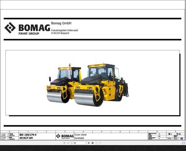 Bomag BW154 174 4 AP ACP AM Wiring Diagram Function 207 2013 EN DE