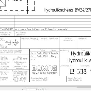 Bomag BW24 24RH Hydraulic Schematic Drawing No B53811000 01 2006 EN DE