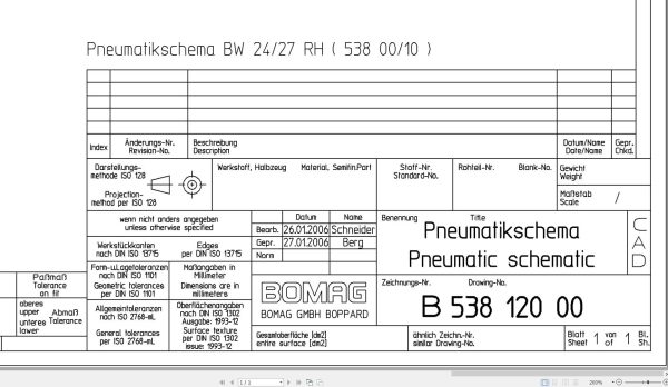 Bomag BW24 27RH Pneumatic Schematic Drawing No B53812000 2006 EN DE 1