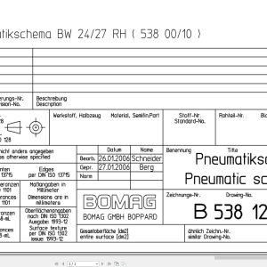 Bomag BW24 27RH Pneumatic Schematic Drawing No B53812000 2006 EN DE