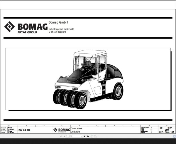 Bomag BW24RH Wiring Diagram Function 209 2013 EN DE
