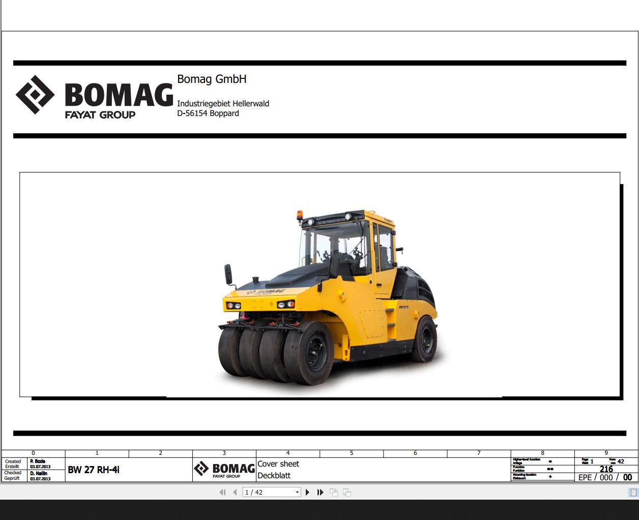 Bomag BW27RH 4i Wiring Diagram Function 216 2013 EN DE 1