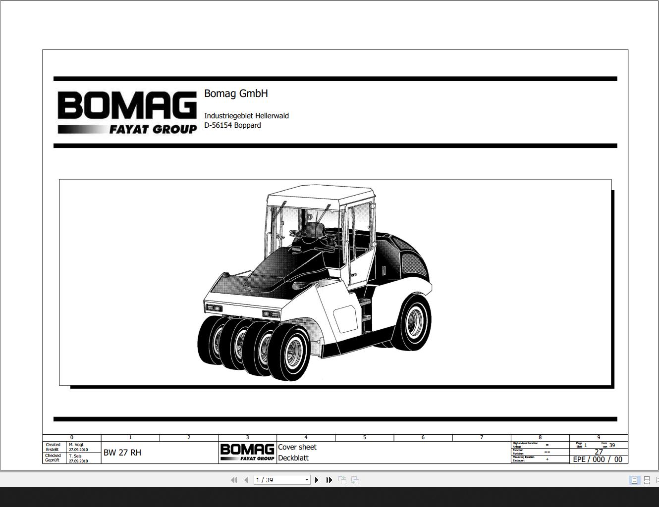 Bomag BW27RH Wiring Diagram Function 27 2010 EN DE 1