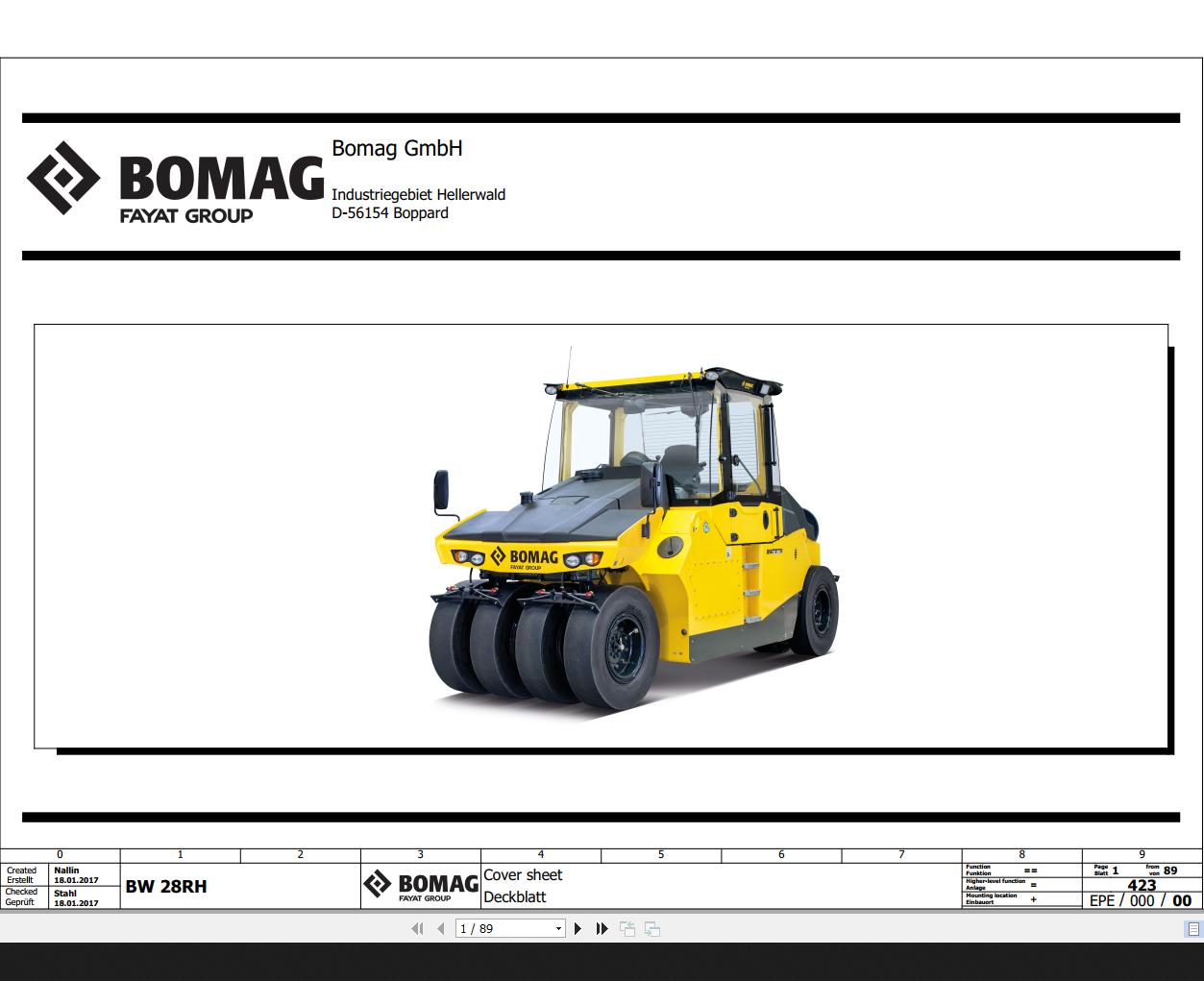 Bomag BW28RH Wiring Diagram Function 423 2017 EN DE