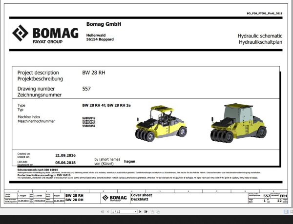 Bomag BW28RH3a BW28RH4f Hydraulic Schematic Function 557 2018 EN DE 1