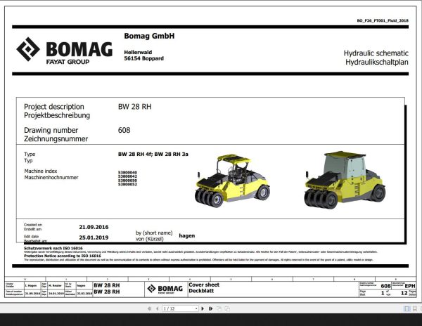 Bomag BW28RH4f BW28RH3a Hydraulic Schematic Function 608 2019 EN DE 1