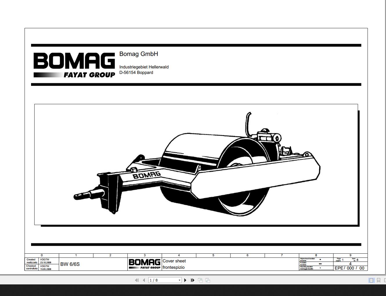 Bomag BW6 6S Wiring Diagram Function 4 2008 EN IT