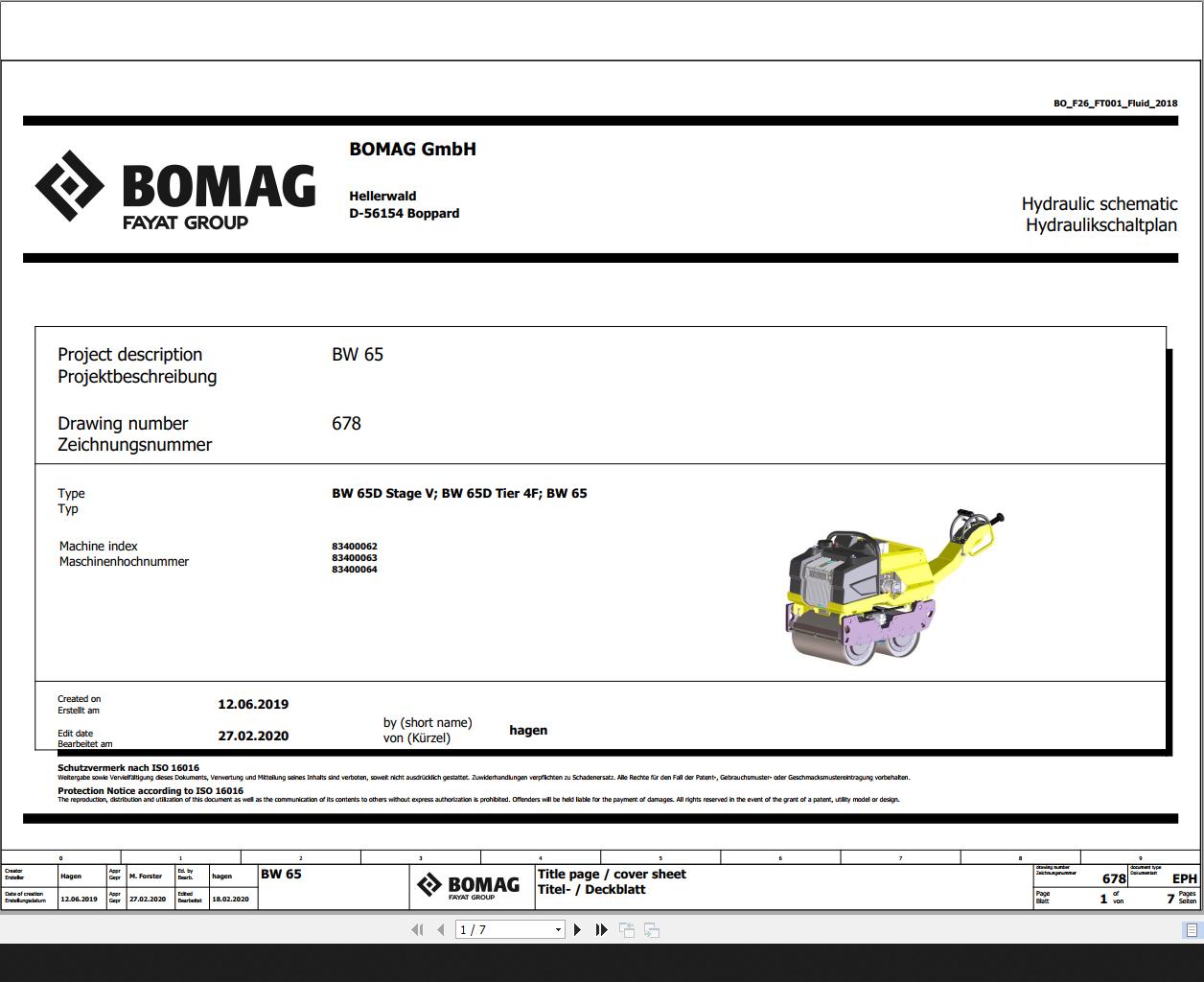 Bomag BW65 BW65D Stage V BW65D Tier4F Wiring Diagram Function 678 2020 EN DE 1