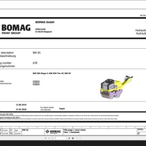 Bomag BW65 BW65D Stage V BW65D Tier4F Wiring Diagram Function 678 2020 EN DE