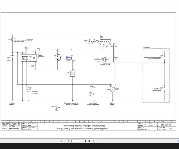 Bomag BW75AD 2 Circuit Diagram Drawing No 48003117 2000 EN DE 1 1