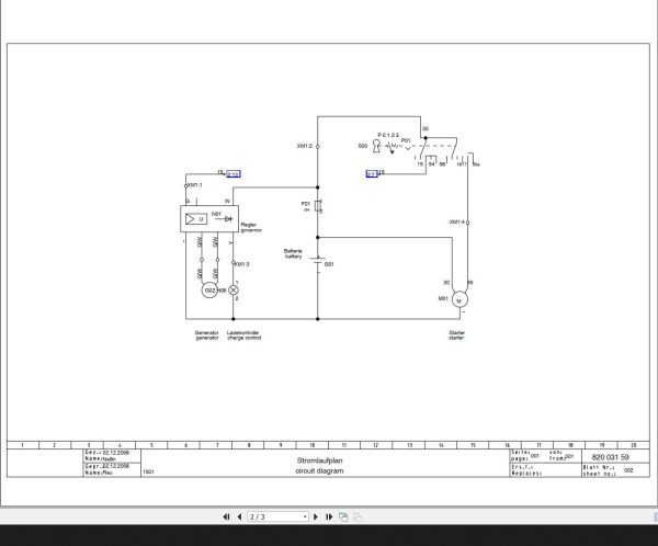 Bomag BW75H with Yanmar Engine Circuit Diagram Drawing No 82003159 2008 EN DE 1 1