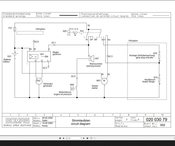 Bomag BW75S 2 Circuit Diagram Drawing No 2003079 2000 EN DE 1