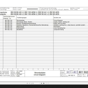 Bomag BW80 90AD 2 BW100ADM 2 BW90AC 2 BW80ADS Circuit Diagram Drawing No 80150213 2001 EN DE
