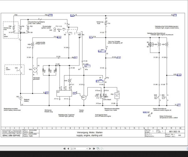 Bomag BW80 90AD 2 BW100ADM 2 BW90AC 2 BW80ADS Circuit Diagram Drawing No 80150219 2002 EN DE 1 1