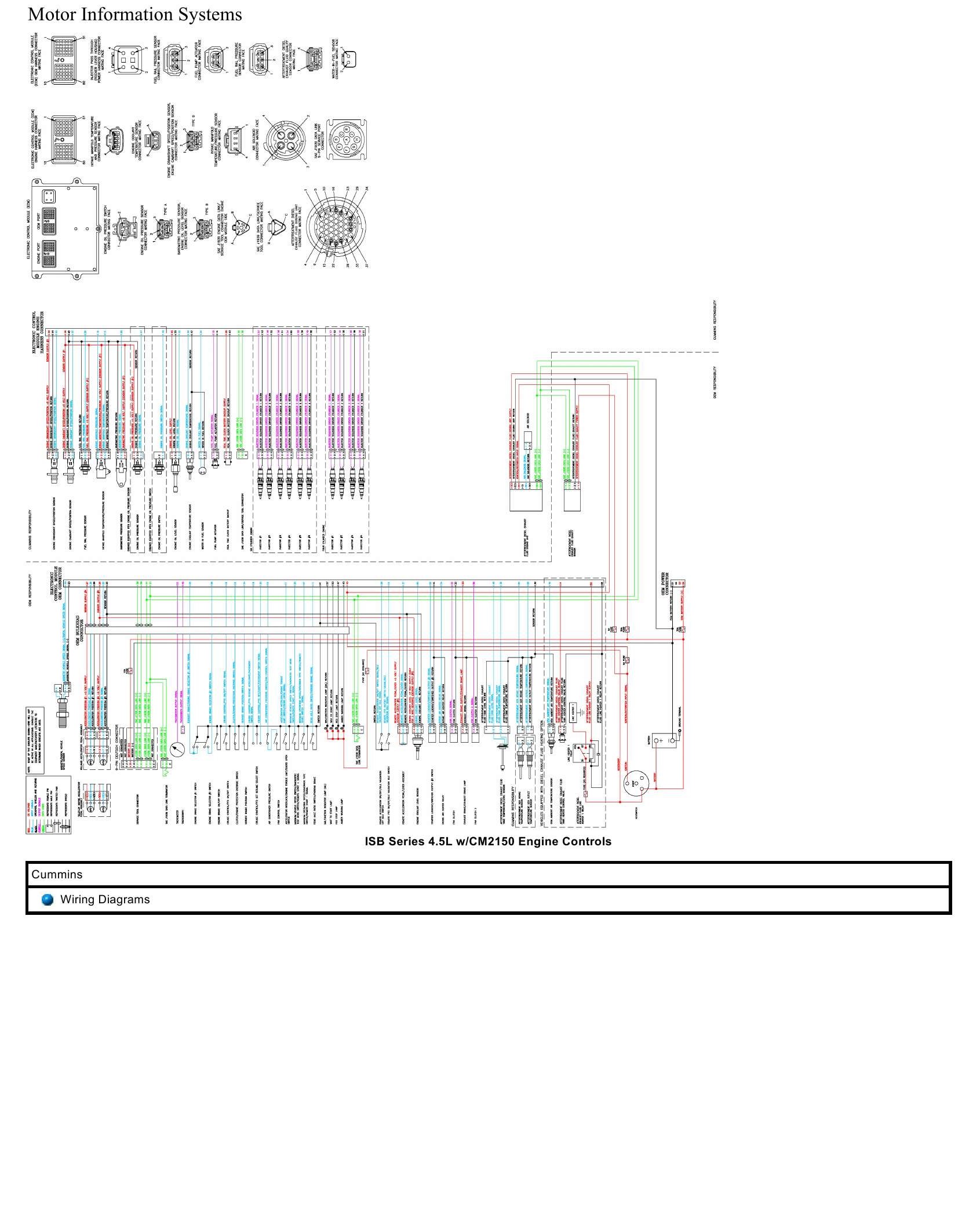 Cummins Truck ISB 4.5L w CM2150 Wiring Diagram Engine Controls