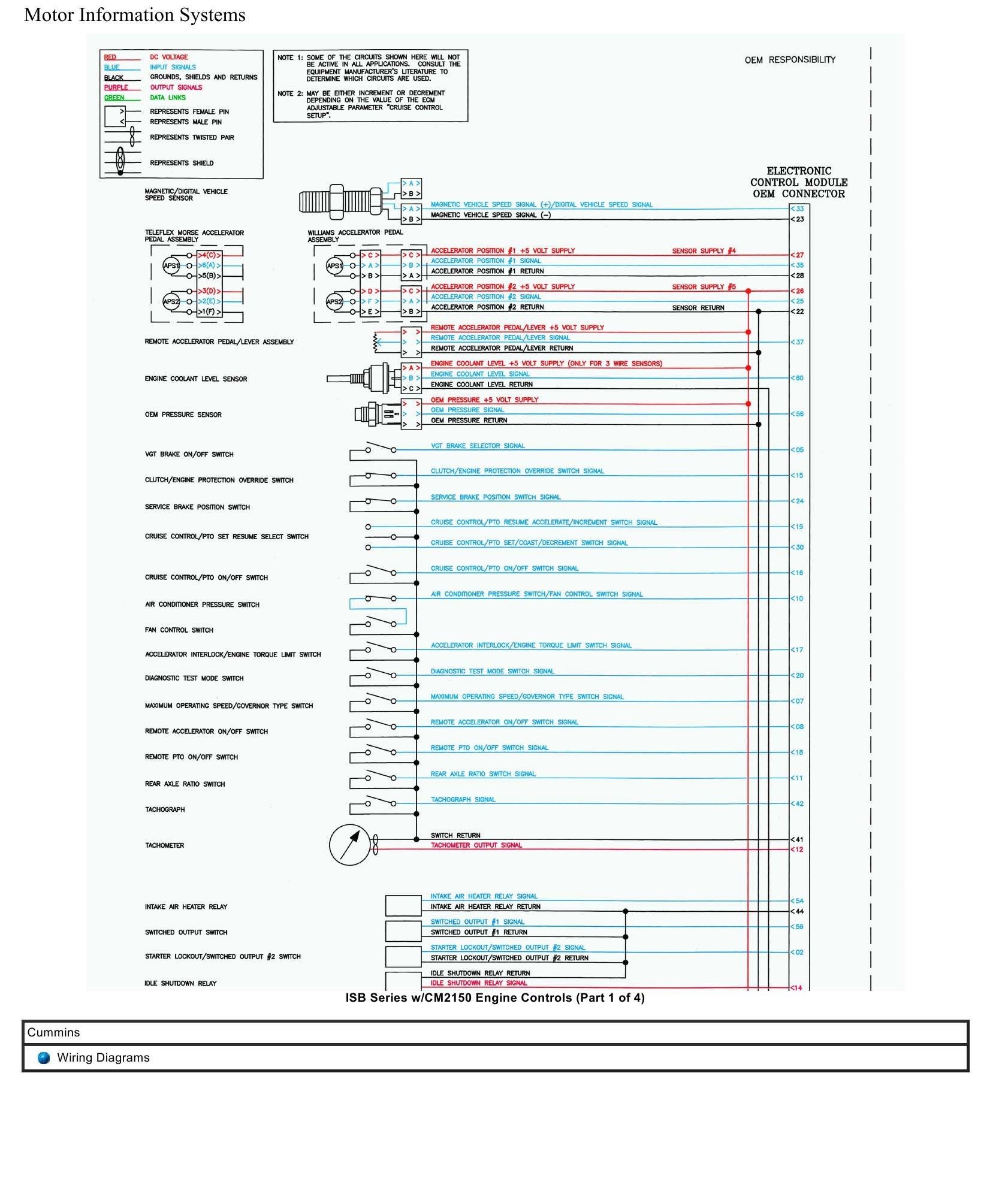 Cummins Truck ISB CM2150 Wiring Diagram Engine Controls