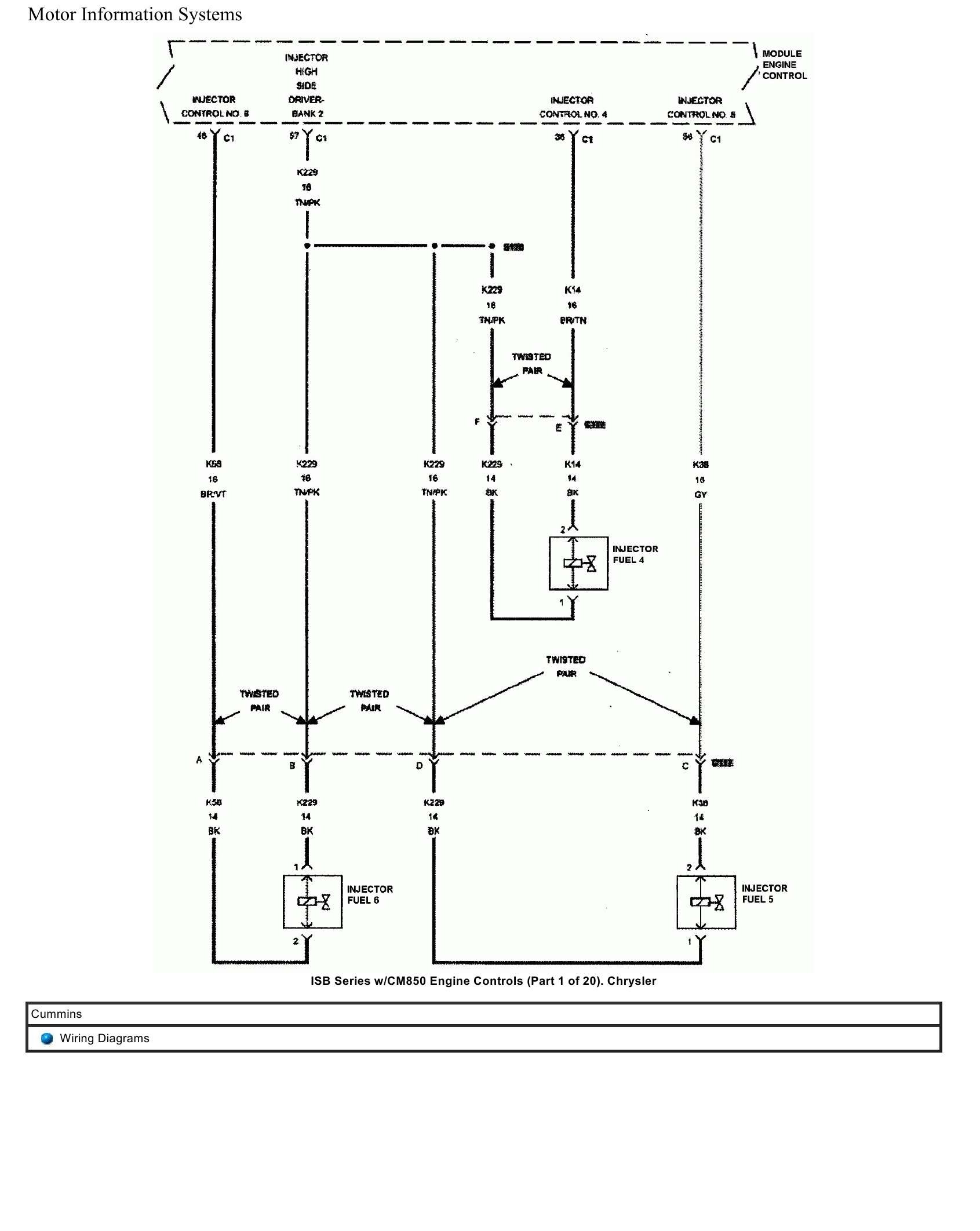 Cummins Truck ISB Serial M850 Chrysler Wiring Diagram Engine Controls