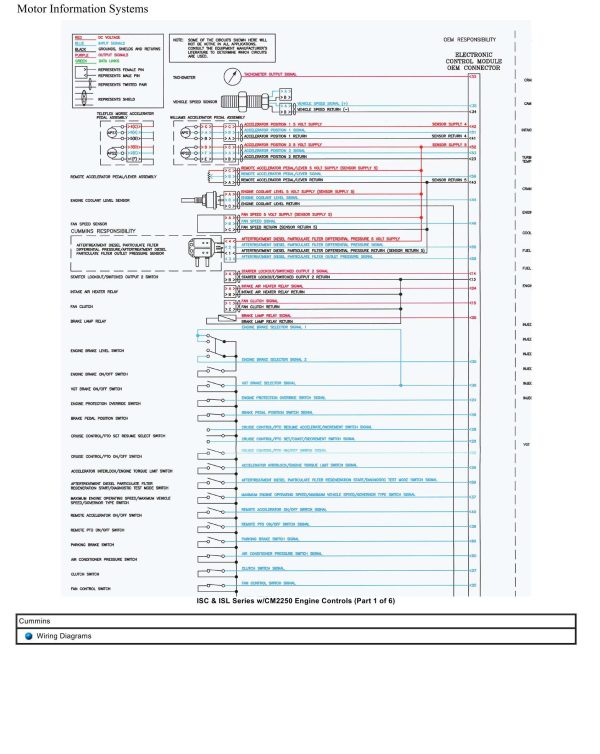 Cummins Truck ISC CM2250 Wiring Diagram Engine Controls