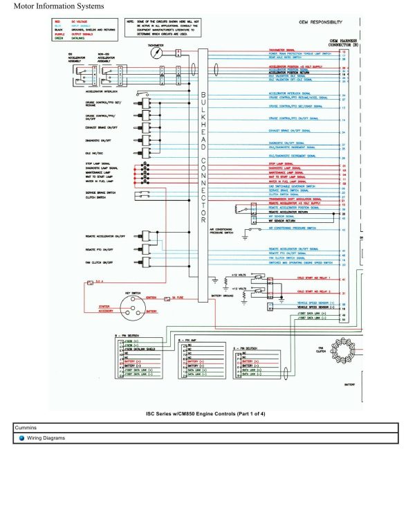 Cummins Truck ISC CM850 Wiring Diagram Engine Controls