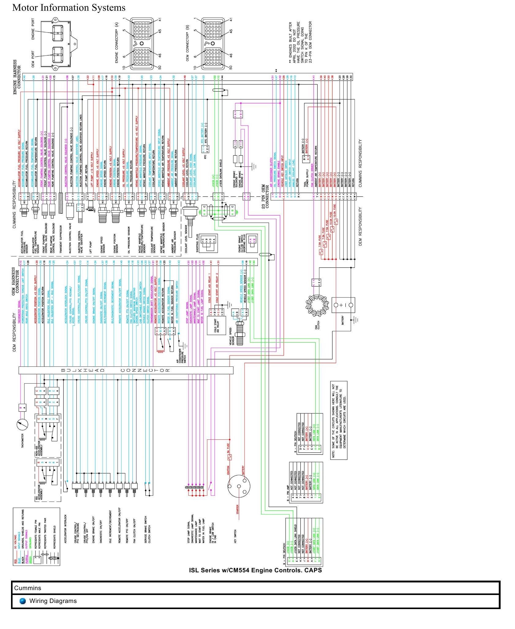 Cummins Truck ISL CM554 CAPS Wiring Diagram Engine Controls