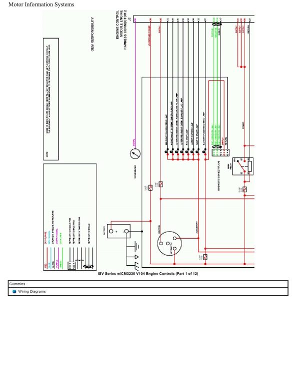 Cummins Truck ISV CM3230 V104 Wiring Diagram Engine Controls